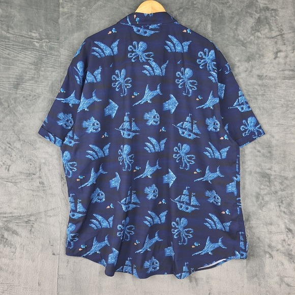 RSVLTS Pixar Shirt Mens 3XL Blue Disney Finding Nemo Fish Button Down Hawaiian - Picture 6 of 7